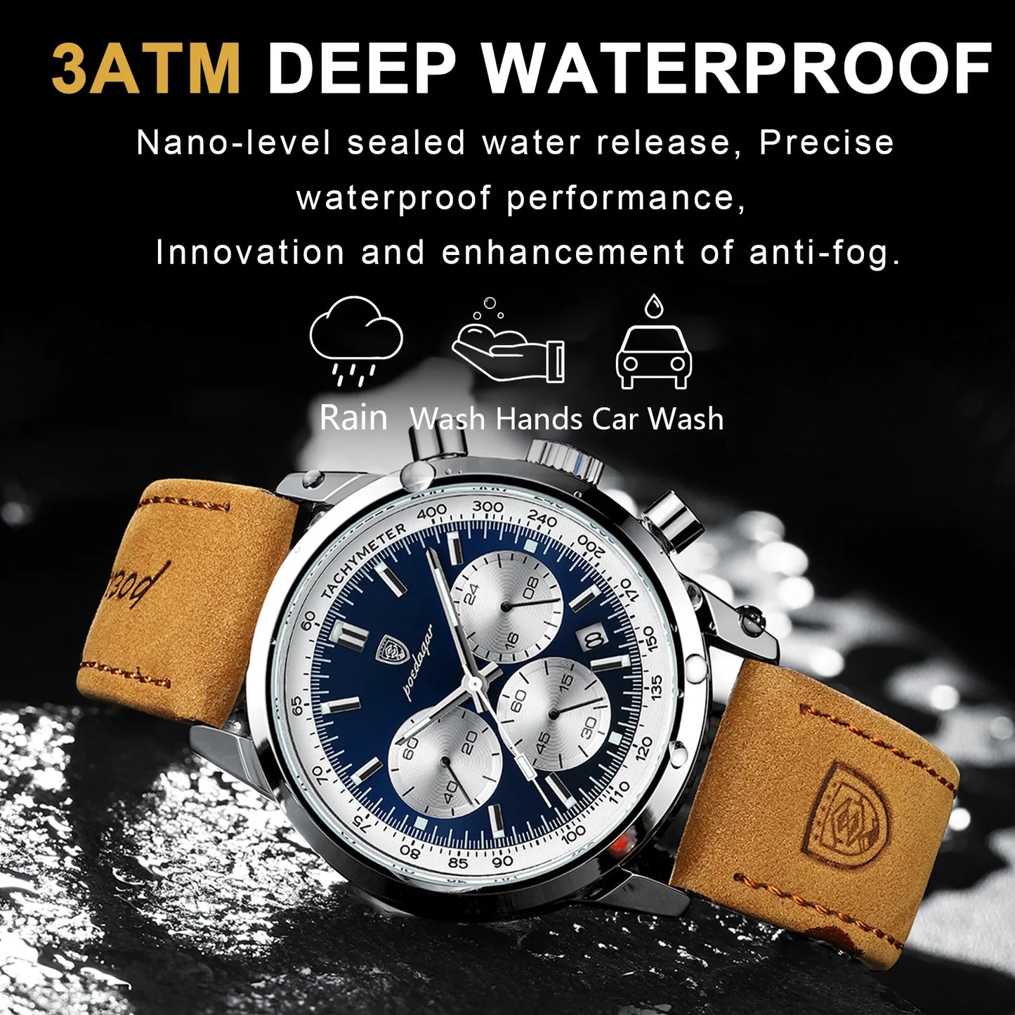 Waterproof Leather Sport wristwatch