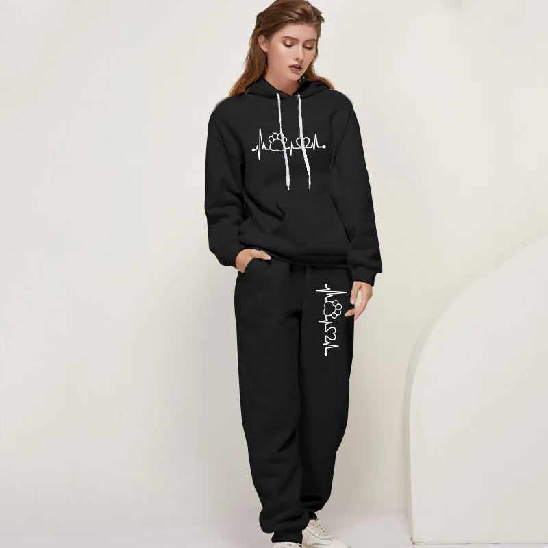 Women's Tracksuit Two Piece Set with Drawstring