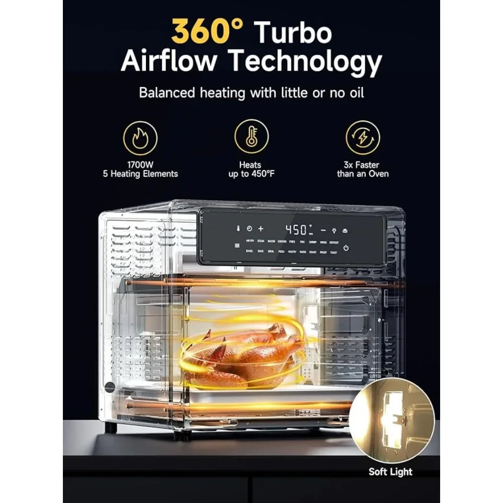 26.4 Qt Air Fryers with Airfryer Basket, Countertop French Door Oven,18 Presets & 1 Preheat and Multi-Layer Cooking, Air Fryers