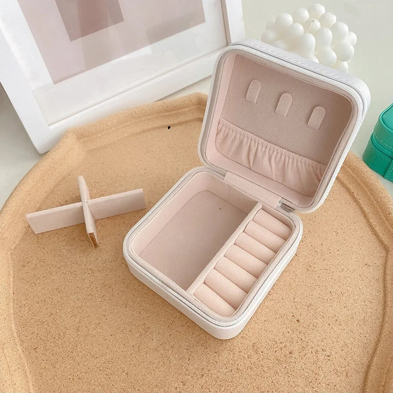 Mini Jewelry Storage Box Portable Home Travel Earrings Necklace Storage Case for Women Ring Organizer PU Leather Display Case