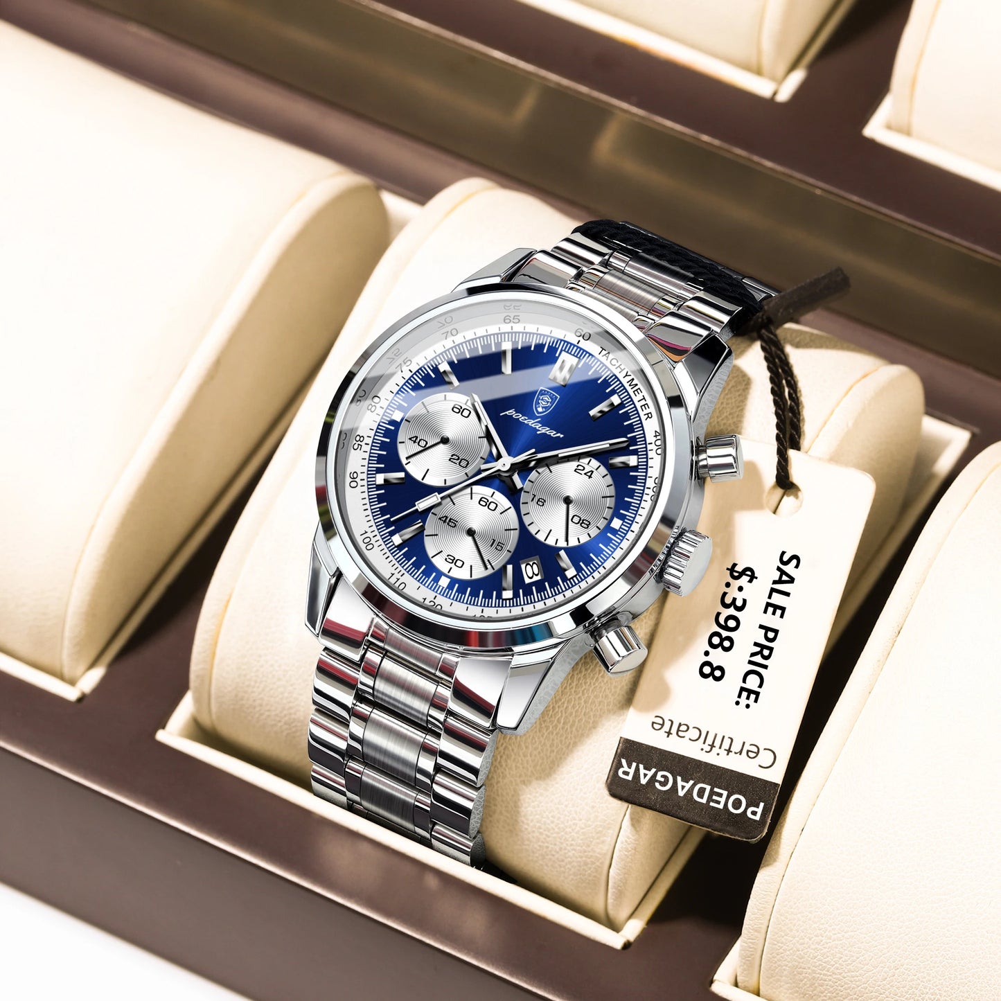 Waterproof Men's Quartz Watch Stainless Steel