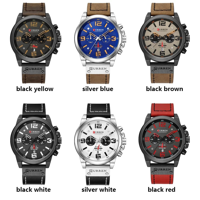 Leather Quartz Men Sport Watch