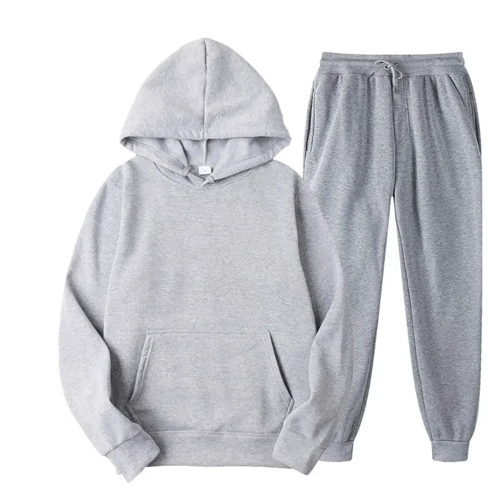 2Pcs Sports Hoodie Sets Autumn Winter Casual Sweatshirt +Pants 11 Colors Men Women Hooded Pullover Tracksuits Fashion Sportswear