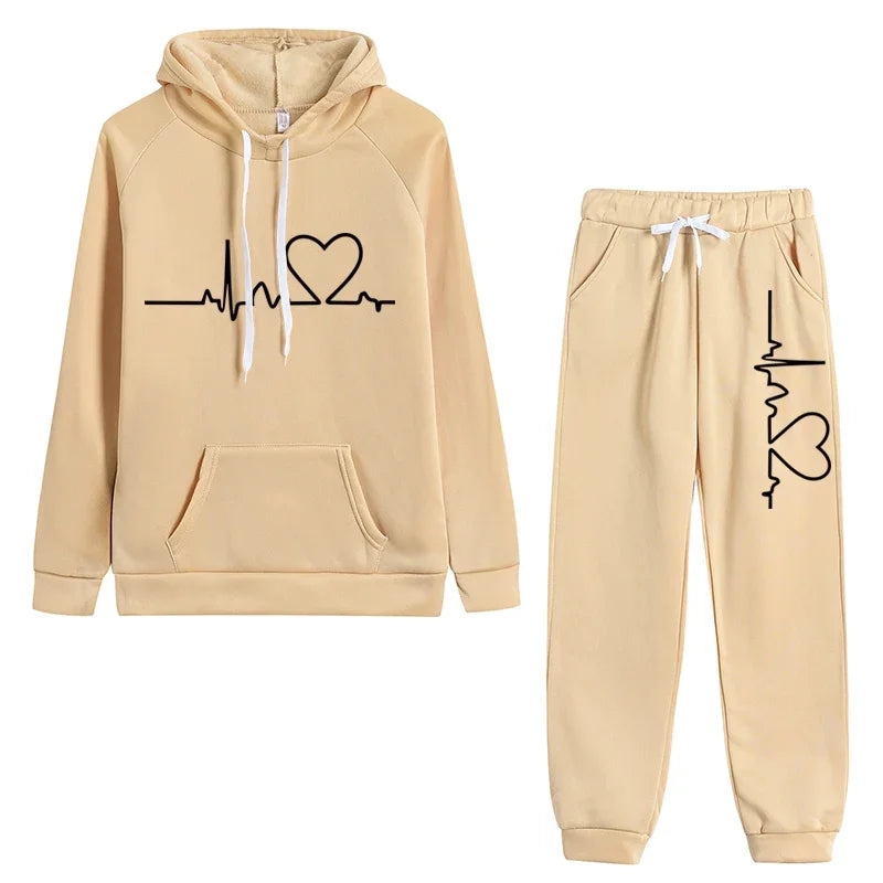 Jogging Women Hoodies Pants Printed Sportswear Suits