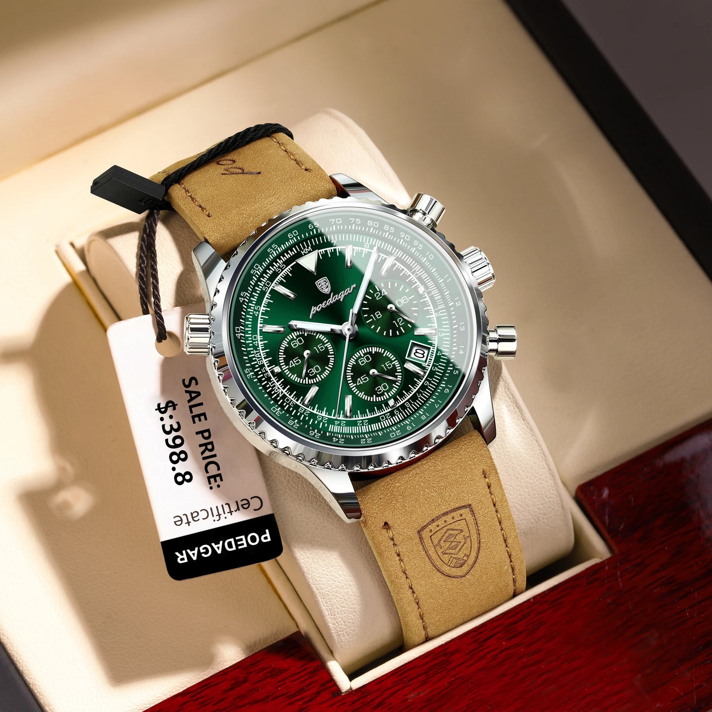 Quartz Waterproof Leather Men Wristwatch