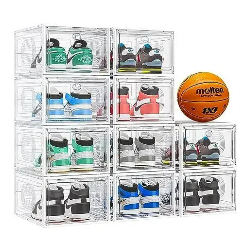 7CODE Thicken & Sturdy 10 Pack Thicken Shoe Organizer Stackable,Shoe Containers For Sport Sneaker Display