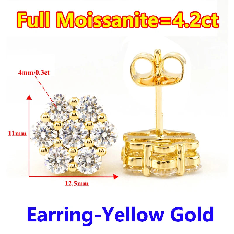 Moissanite Stud Earrings for Women Flower D color