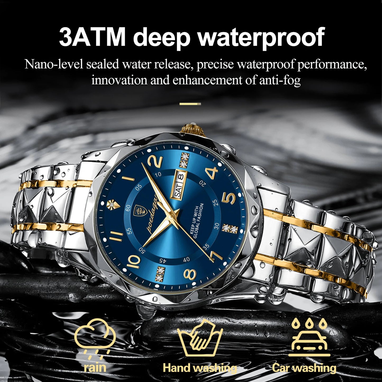 Men Quartz Waterproof Wristwatch Stainless Steel