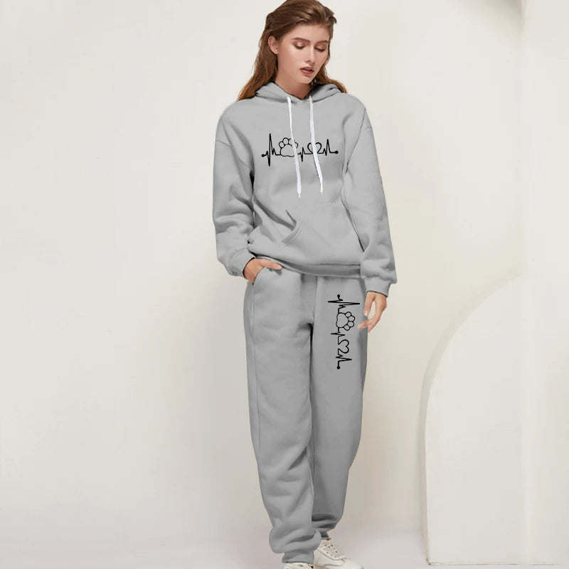 Women's Tracksuit Two Piece Set with Drawstring