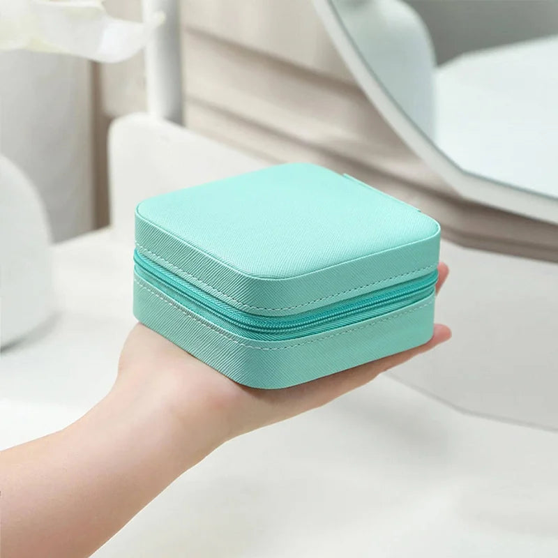 Mini Jewelry Storage Box Portable Home Travel Earrings Necklace Storage Case for Women Ring Organizer PU Leather Display Case