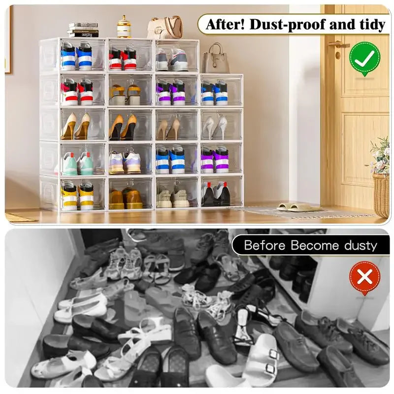 7CODE Thicken & Sturdy 10 Pack Thicken Shoe Organizer Stackable,Shoe Containers For Sport Sneaker Display