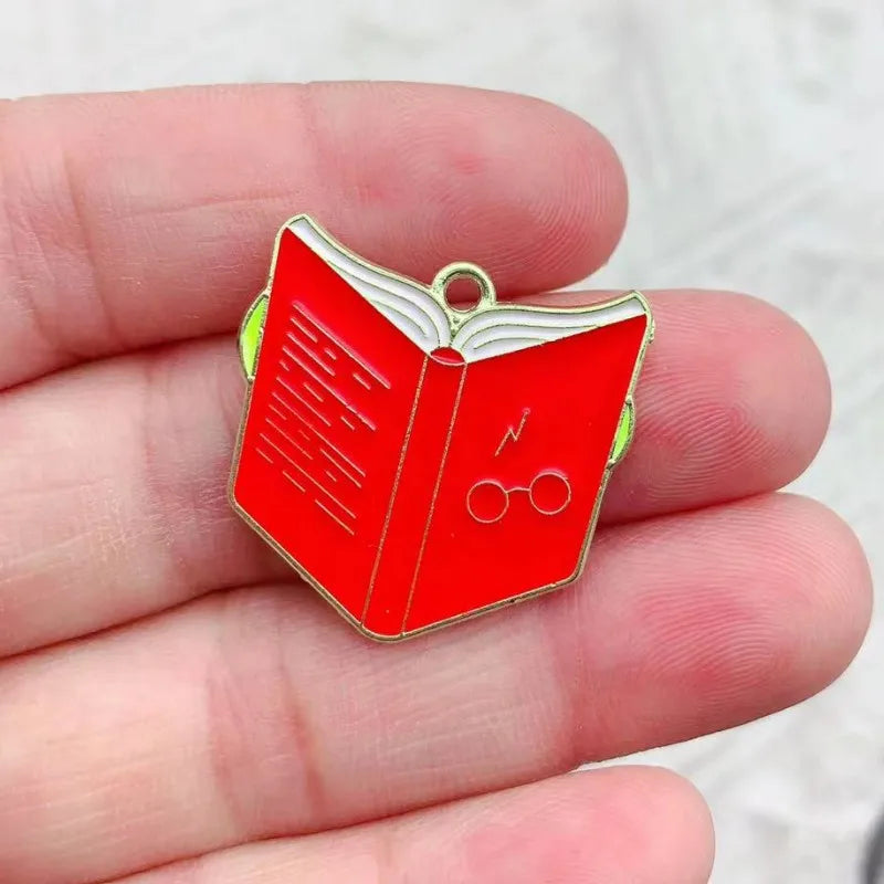 10Pcs Cartoon Enamel Metal Magic College Book Charm Pendants