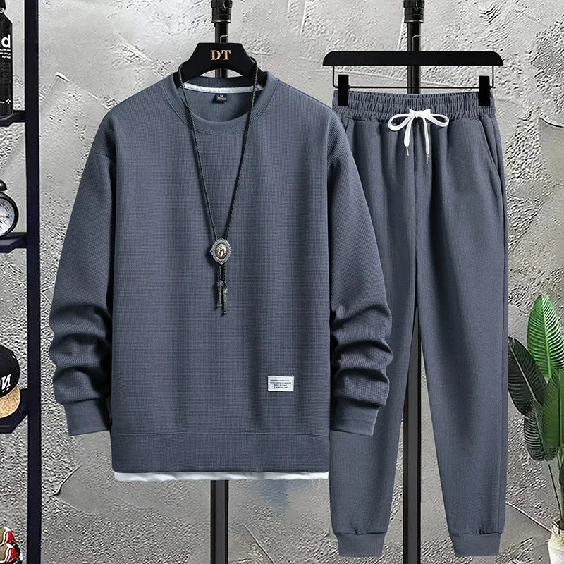 Men's Athletic Tracksuit 2 Piece Waffle Hoodie