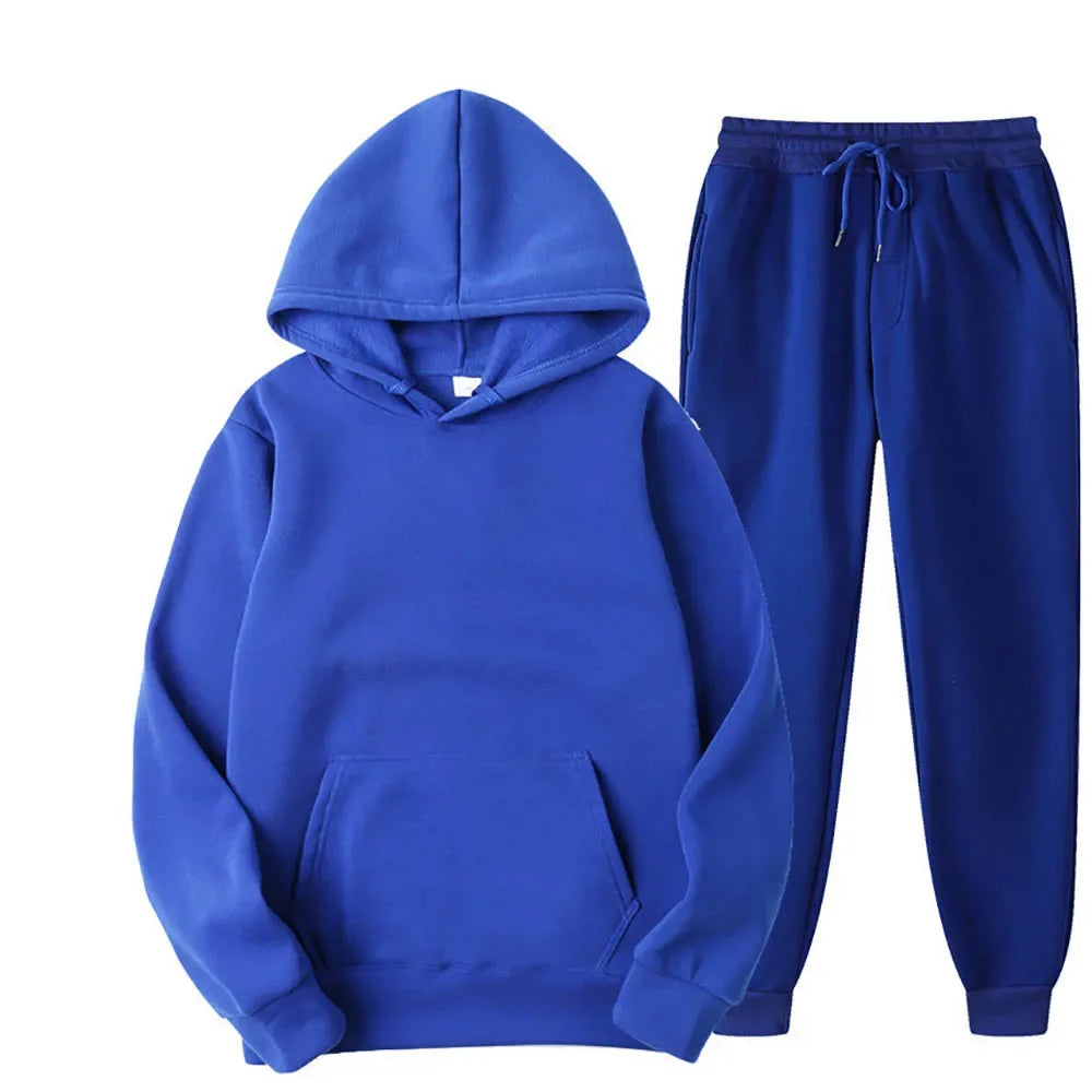 2Pcs Sports Hoodie Sets Autumn Winter Casual Sweatshirt +Pants 11 Colors Men Women Hooded Pullover Tracksuits Fashion Sportswear