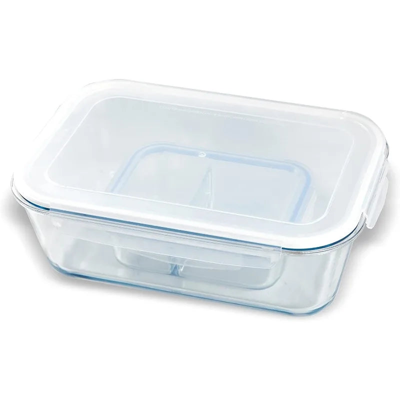 XXX-Large Glass Food Storage Container with Locking Lid 180OZ Family Size Party Size Extra Large Rectangle Glass Bowl Bakeware