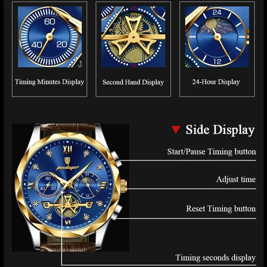 Leather Quartz Waterproof Men's Watches