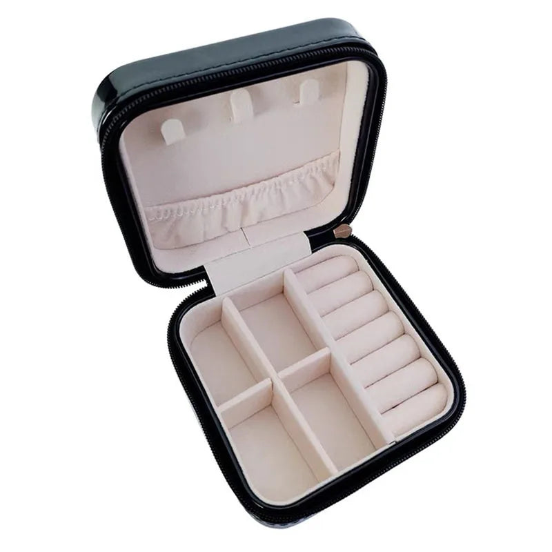 Mini Jewelry Storage Box Portable Home Travel Earrings Necklace Storage Case for Women Ring Organizer PU Leather Display Case