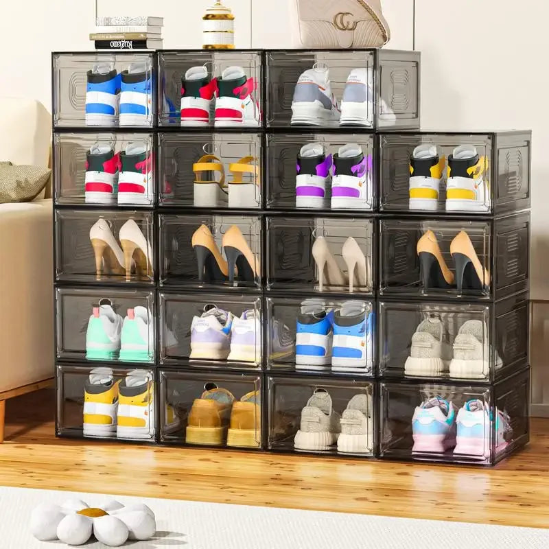 7CODE Thicken & Sturdy 10 Pack Thicken Shoe Organizer Stackable,Shoe Containers For Sport Sneaker Display
