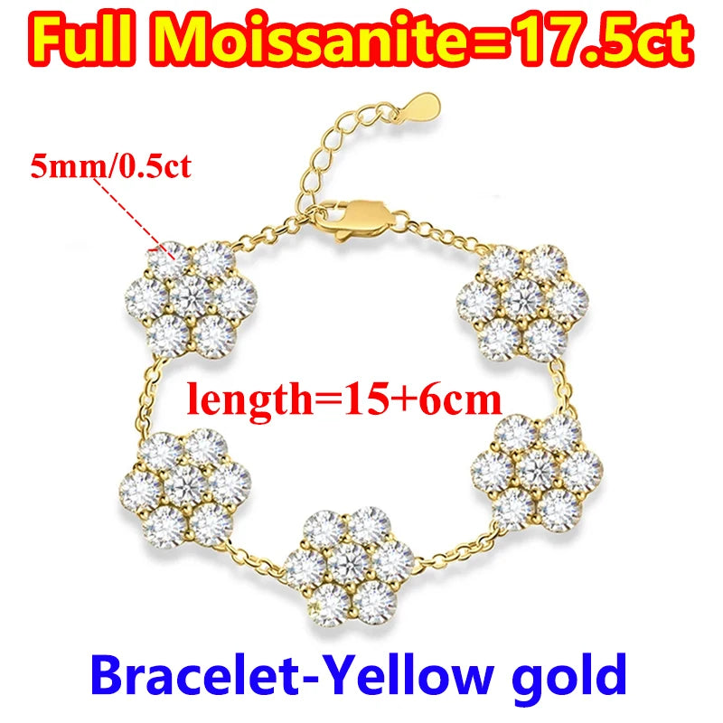 Moissanite Stud Earrings for Women Flower D color
