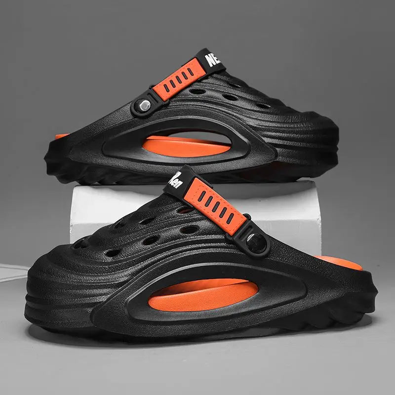 Summer Hollowing Colorblocking Driving Out Thick Bottom Heightened Men's Outer Wear Casual Beach Sandals Outdoor Vacation