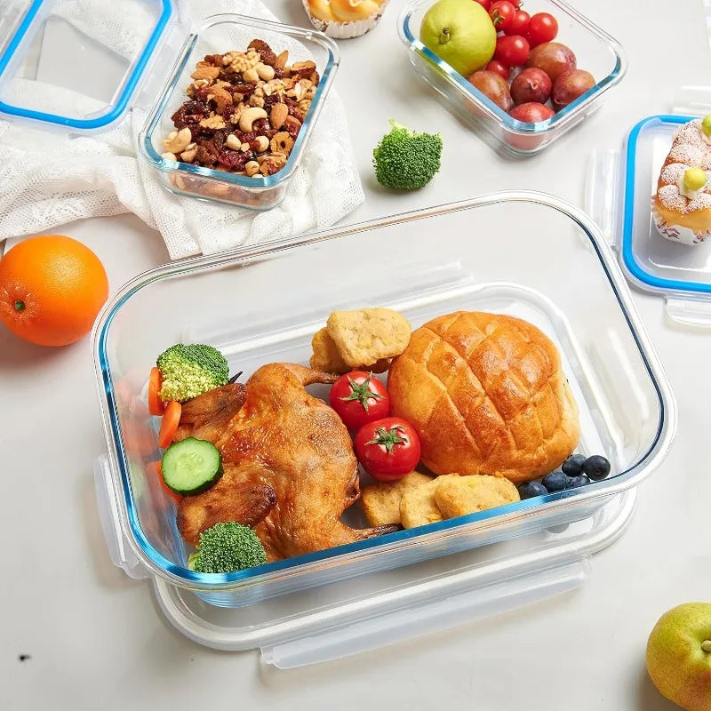 XXX-Large Glass Food Storage Container with Locking Lid 180OZ Family Size Party Size Extra Large Rectangle Glass Bowl Bakeware