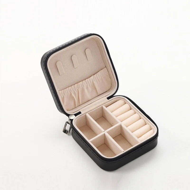 Mini Jewelry Storage Box Portable Home Travel Earrings Necklace Storage Case for Women Ring Organizer PU Leather Display Case