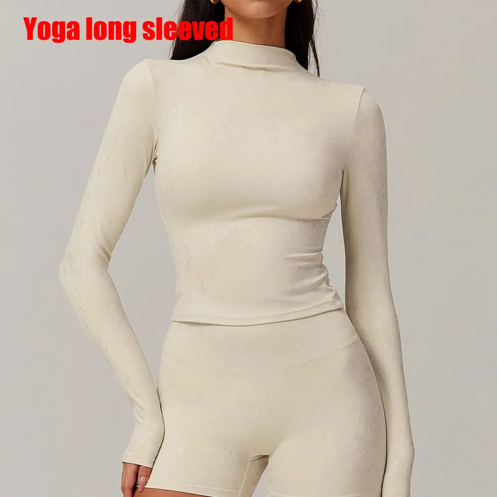 Women Yoga T-shirts Printed Sports Top Long sleeve