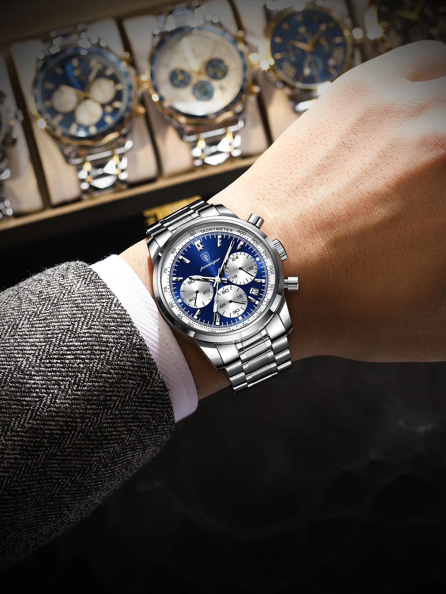 Waterproof Men's Quartz Watch Stainless Steel