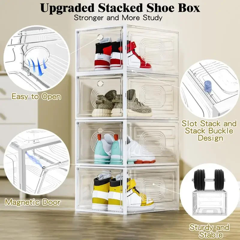 7CODE Thicken & Sturdy 10 Pack Thicken Shoe Organizer Stackable,Shoe Containers For Sport Sneaker Display