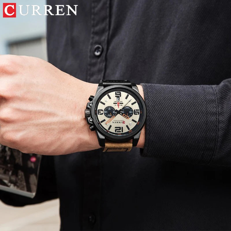 Leather Quartz Men Sport Watch