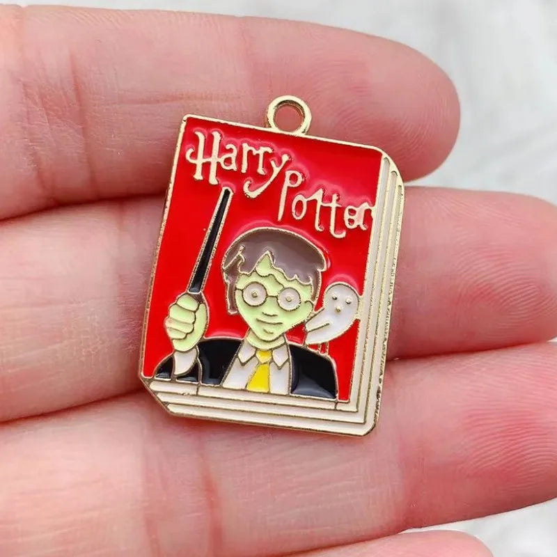 10Pcs Cartoon Enamel Metal Magic College Book Charm Pendants