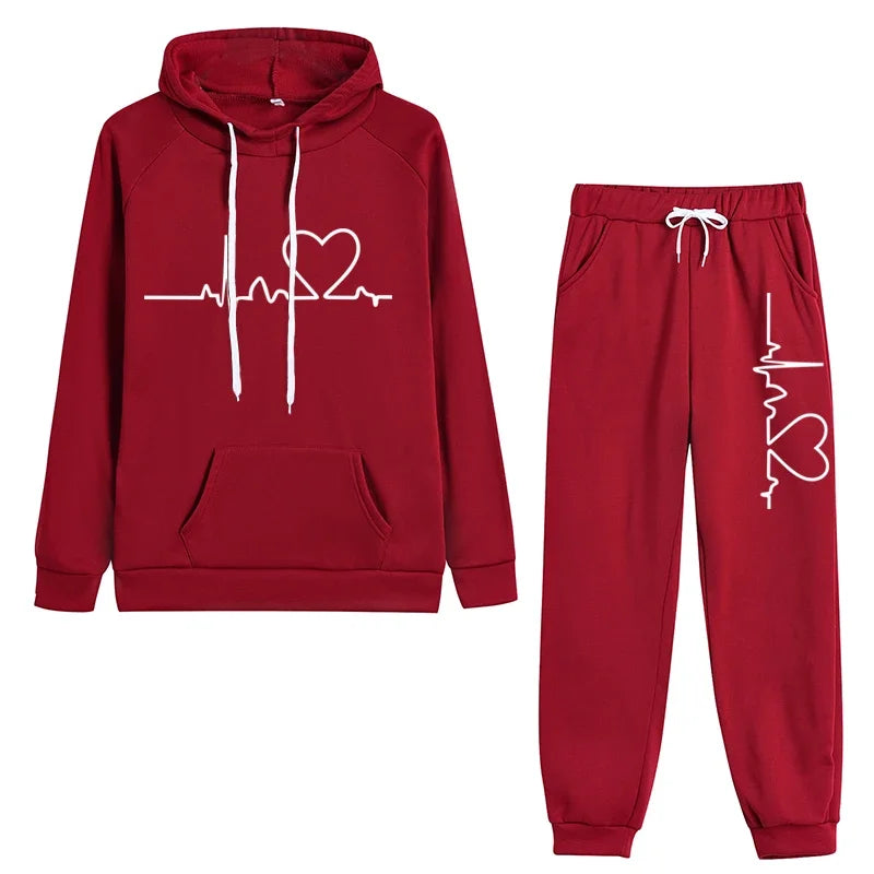 Jogging Women Hoodies Pants Printed Sportswear Suits