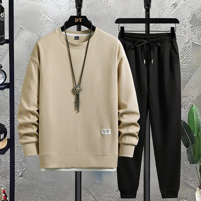 Men's Athletic Tracksuit 2 Piece Waffle Hoodie