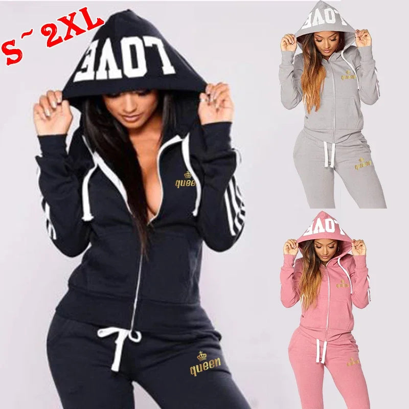 Hoodie +long pants jogging set outdoor sports