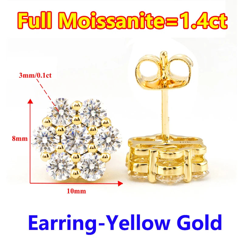 Moissanite Stud Earrings for Women Flower D color
