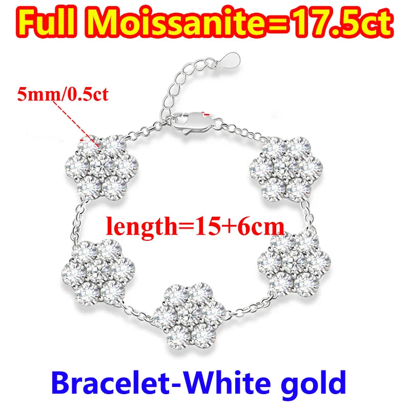 Moissanite Stud Earrings for Women Flower D color