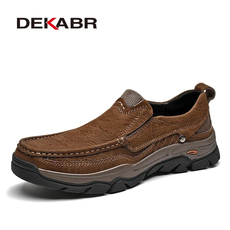 DEKABR Luxury Brand Comfortable Classical Men Loafers Wear-Resistant Genuine Leather Flats Shoes Causal Working Shoes Men
