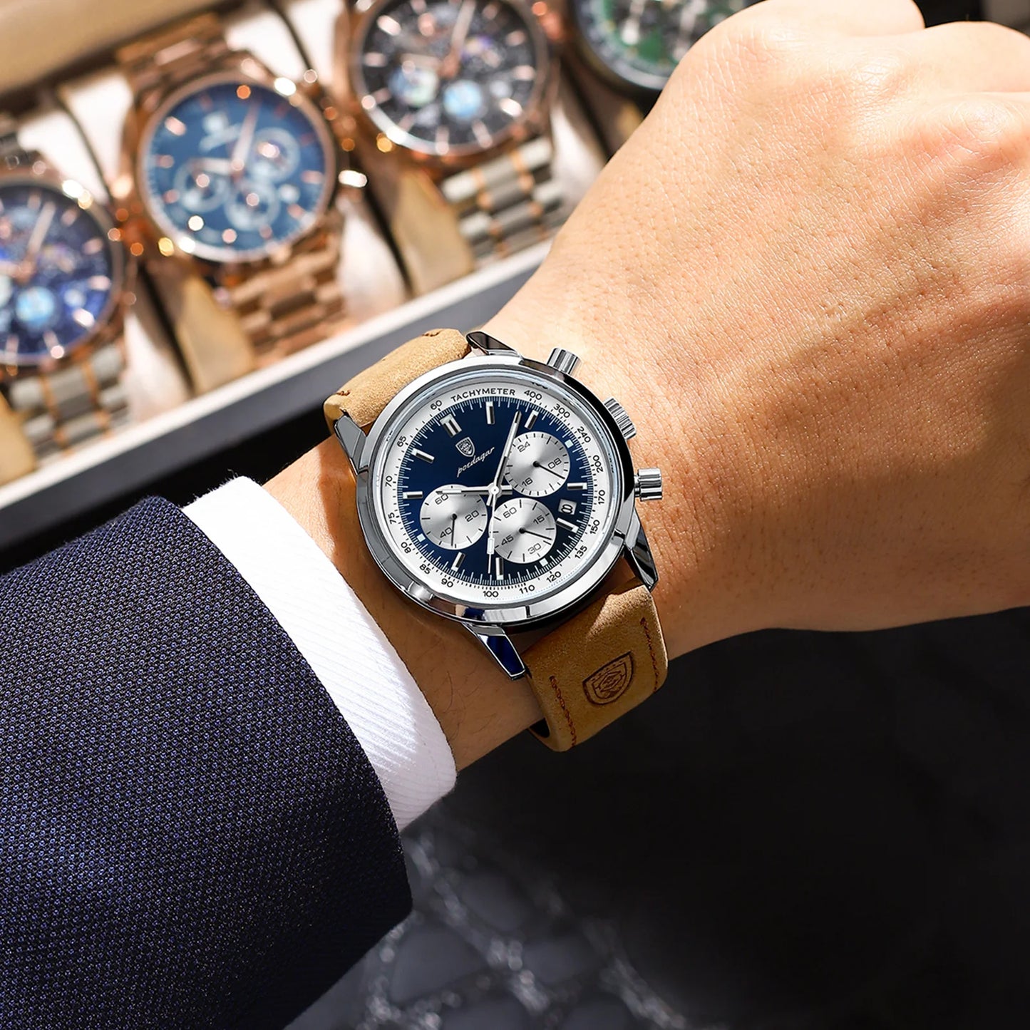Waterproof Leather Sport wristwatch