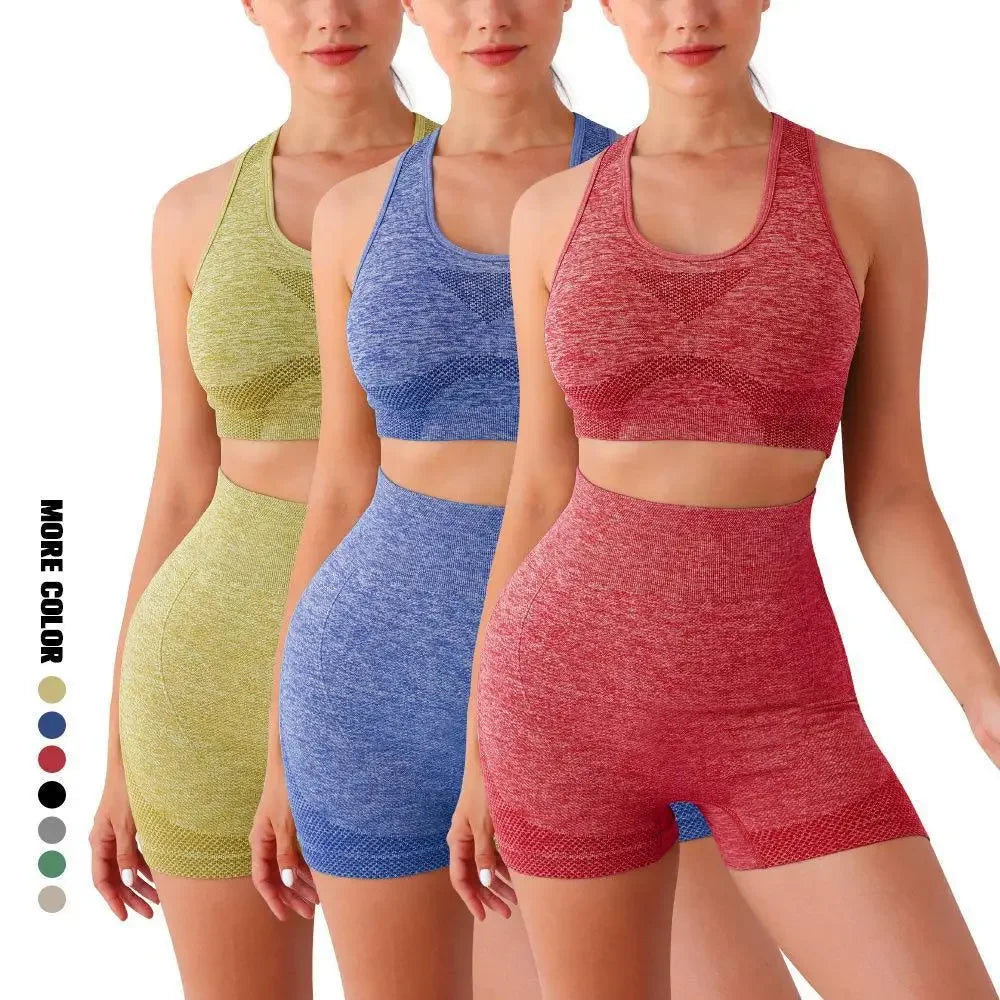 Yoga Gym Shorts Set with a Sport Bras