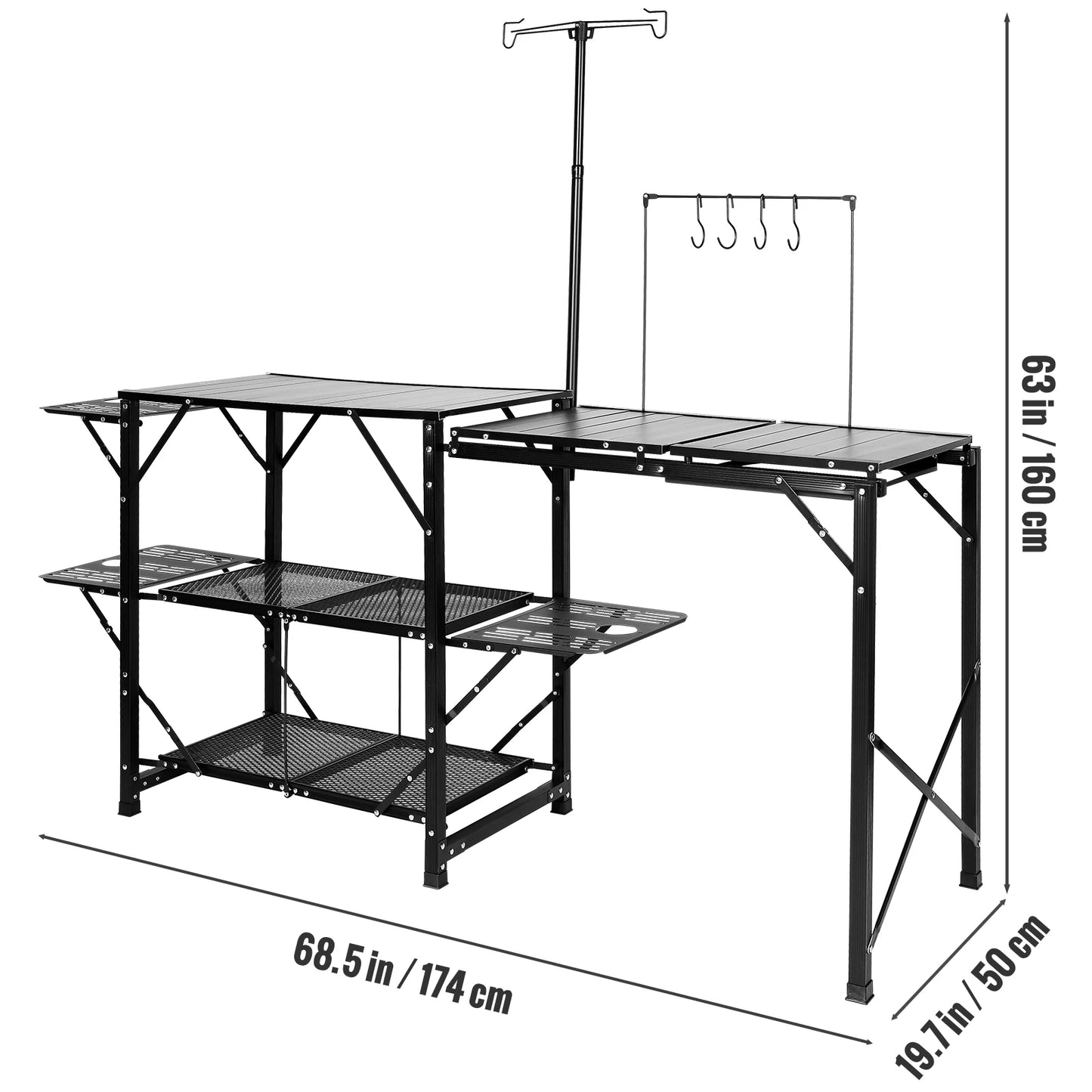 VEVOR Camping Kitchen Table with Sink, Aluminum Folding Portable Outdoor Cook Station, for Picnic BBQ Beach Traveling