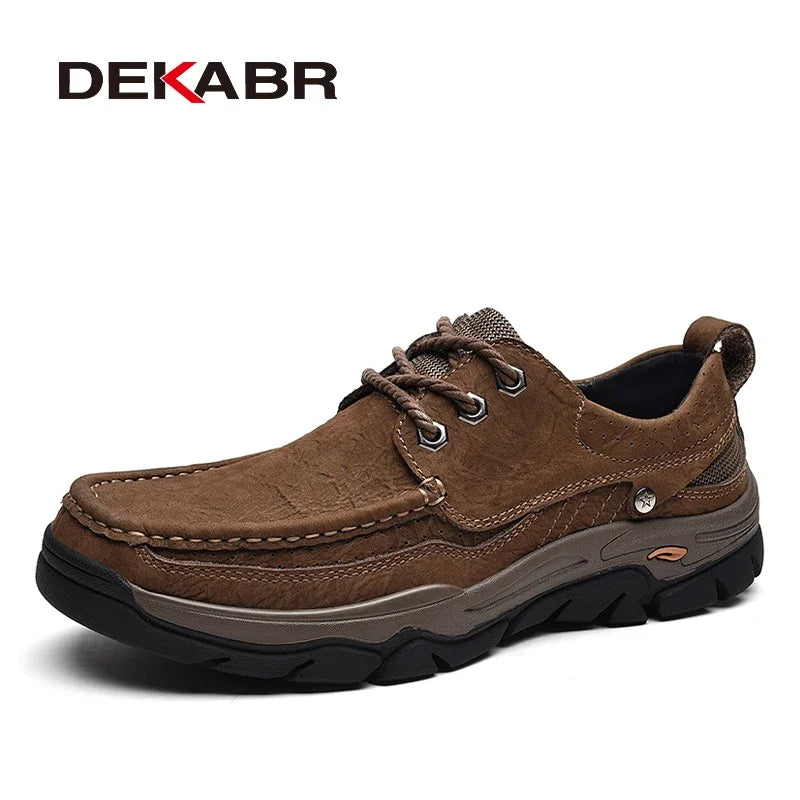 DEKABR Luxury Brand Comfortable Classical Men Loafers Wear-Resistant Genuine Leather Flats Shoes Causal Working Shoes Men