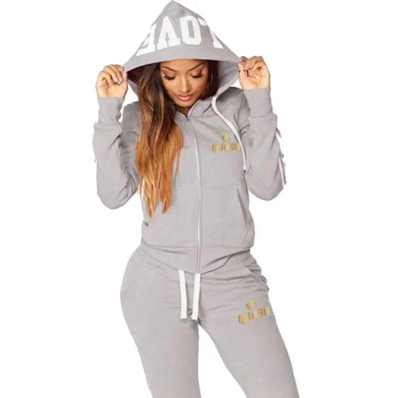 Hoodie +long pants jogging set outdoor sports