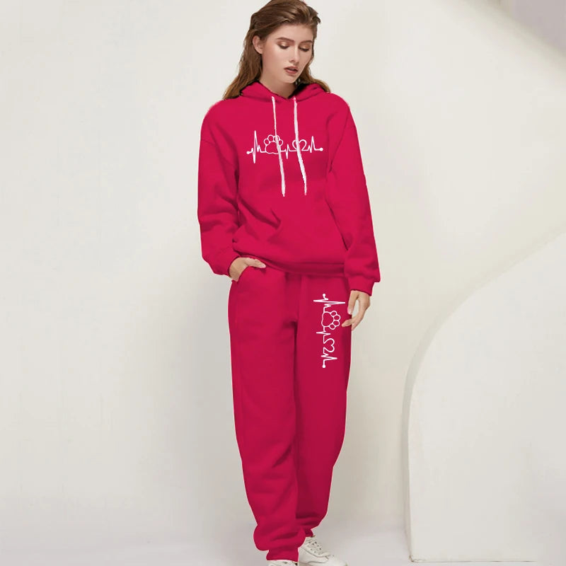 Women's Tracksuit Two Piece Set with Drawstring
