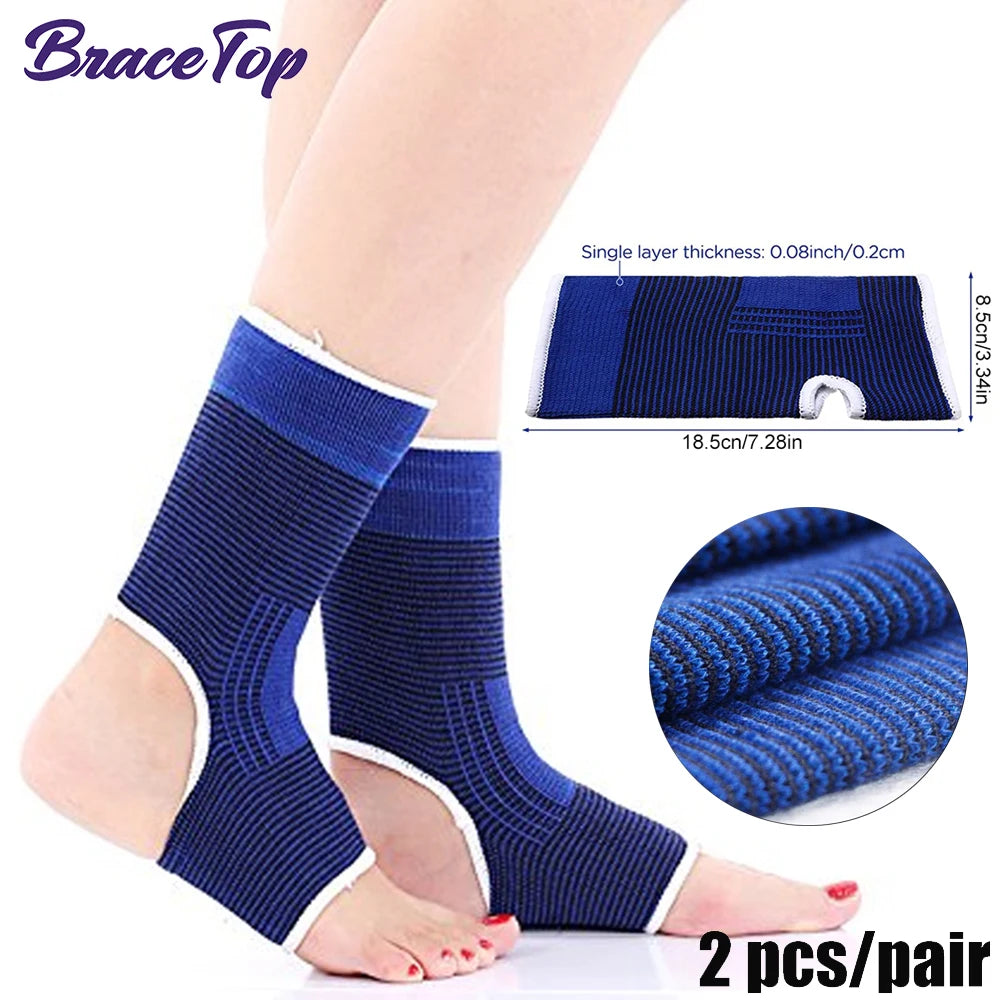 BraceTop 1 Pair Professional Elastic Knitted Ankle Support Band Ankle Brace for Ankle Sprain Sports Protects Shoes Ankle Therapy
