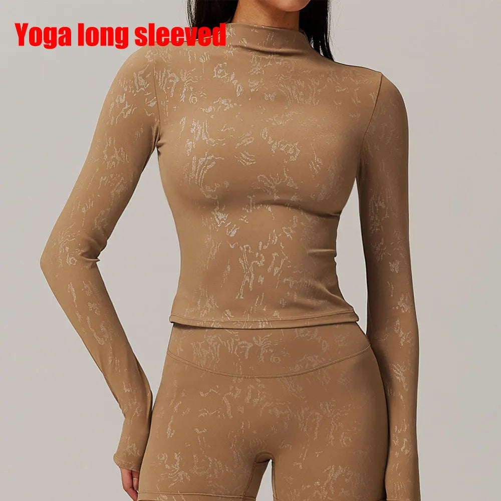 Women Yoga T-shirts Printed Sports Top Long sleeve