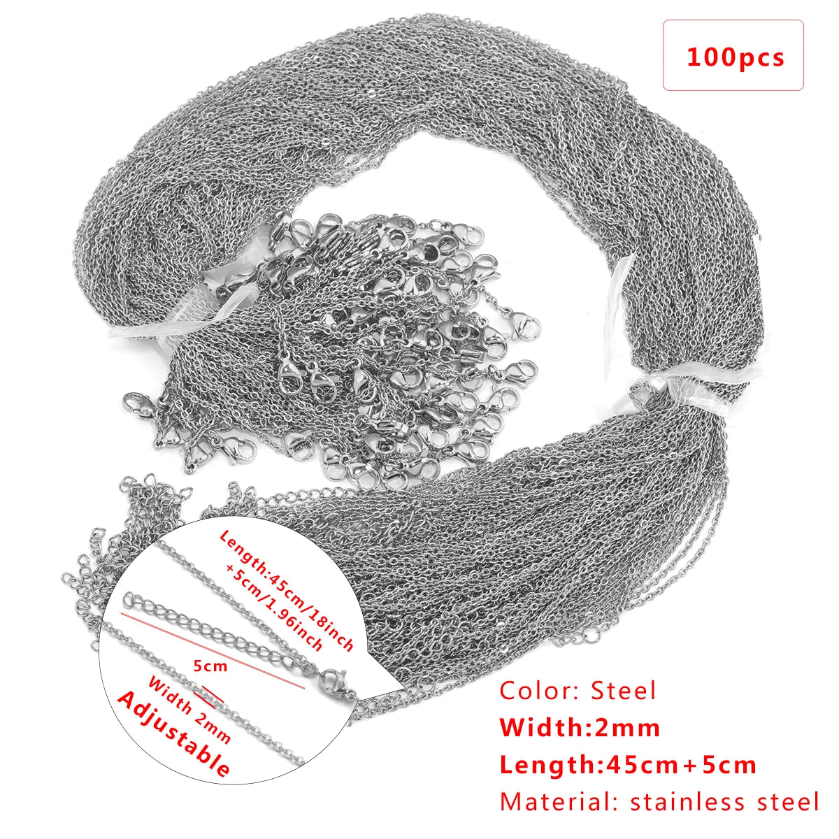 Stainless Steel Plated 18K Gold Link Cable Chain Lobster