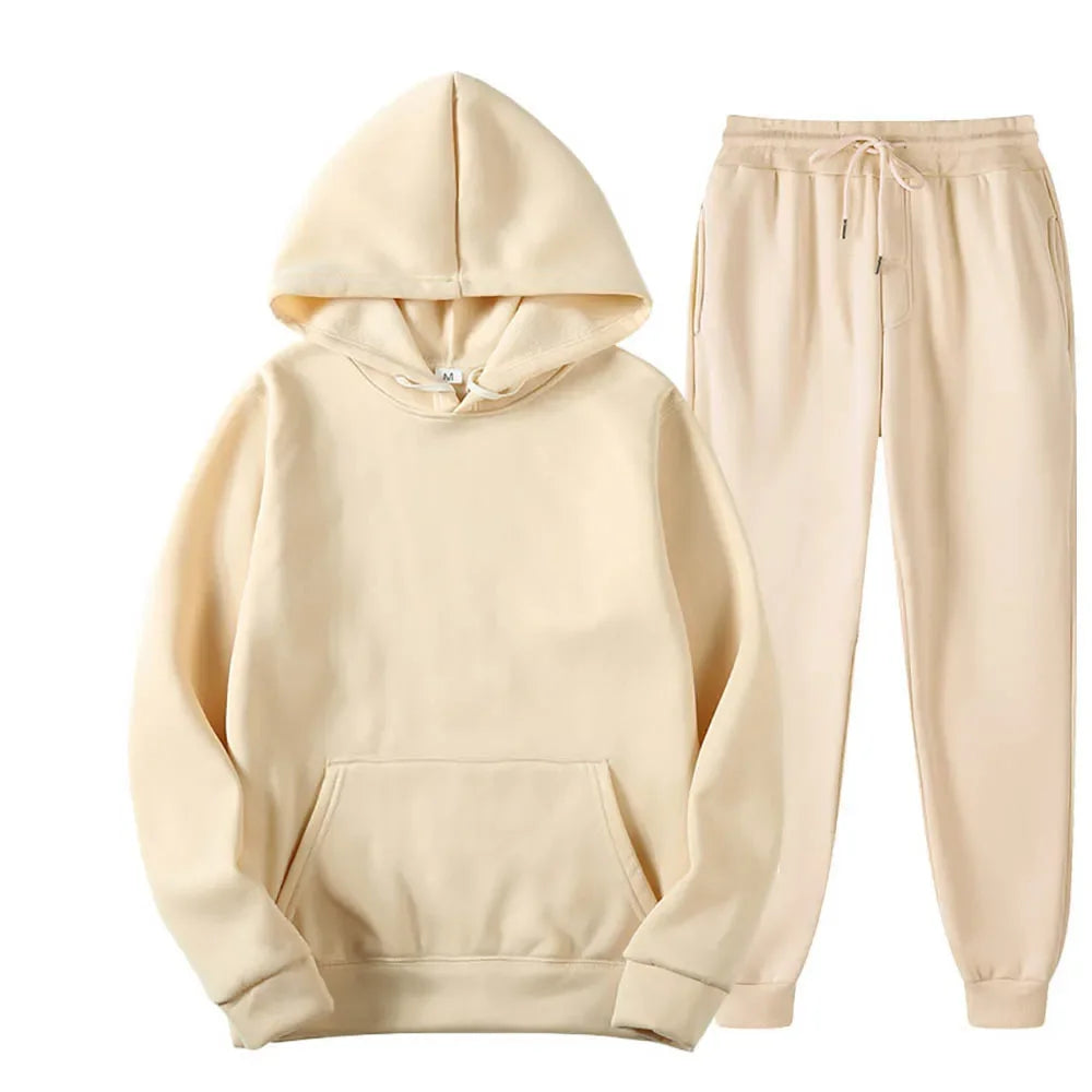 2Pcs Sports Hoodie Sets Autumn Winter Casual Sweatshirt +Pants 11 Colors Men Women Hooded Pullover Tracksuits Fashion Sportswear