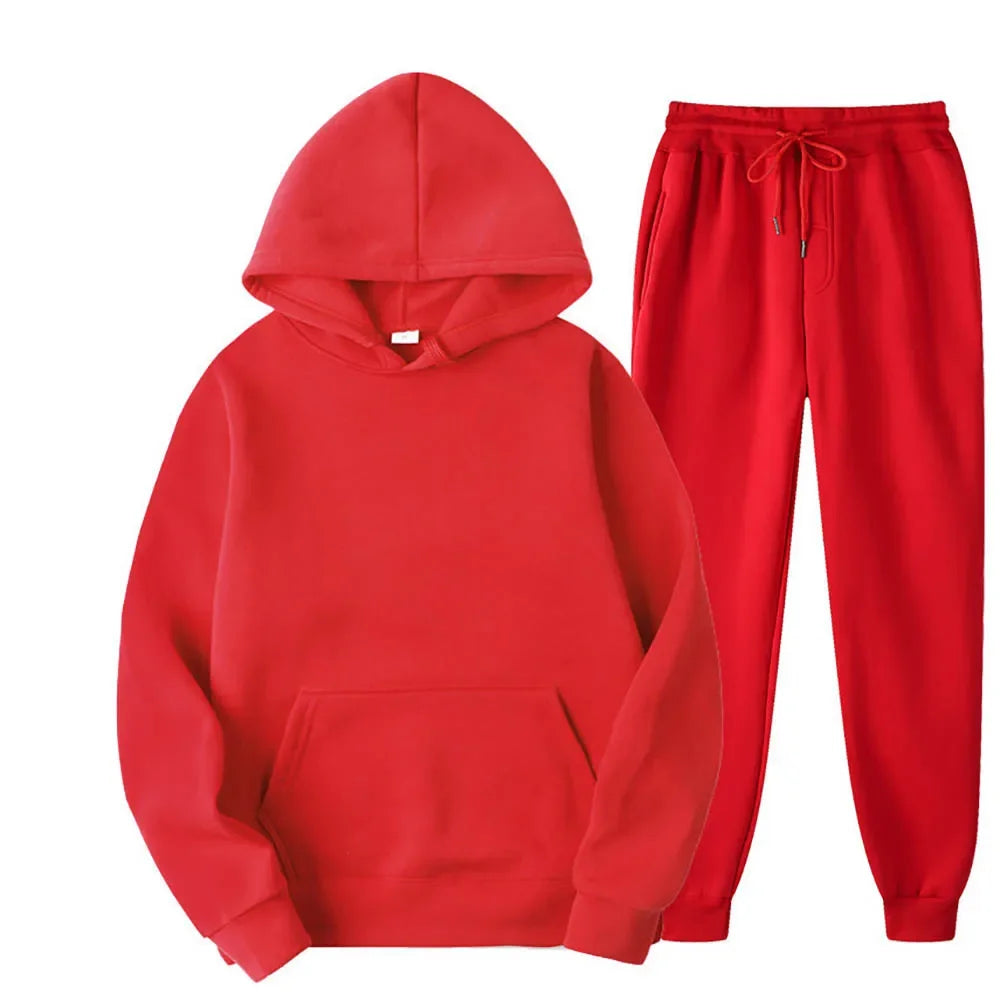 2Pcs Sports Hoodie Sets Autumn Winter Casual Sweatshirt +Pants 11 Colors Men Women Hooded Pullover Tracksuits Fashion Sportswear