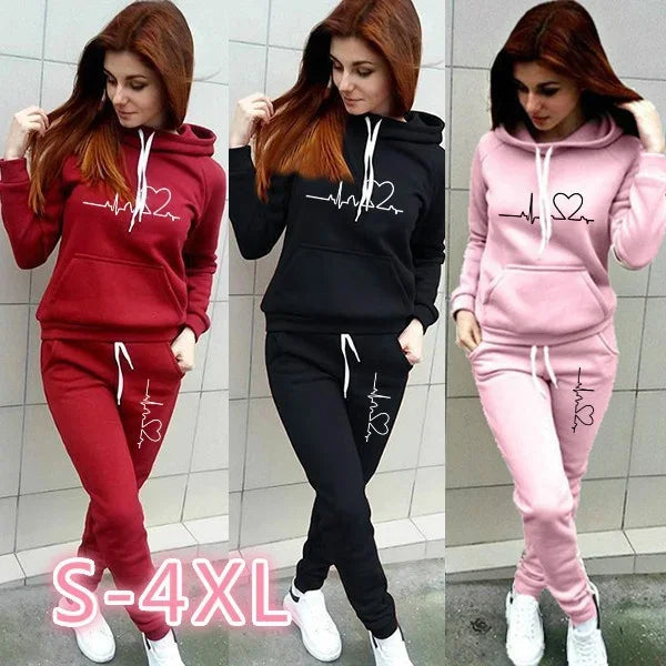 Jogging Women Hoodies Pants Printed Sportswear Suits