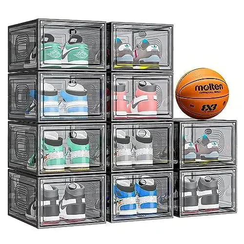 7CODE Thicken & Sturdy 10 Pack Thicken Shoe Organizer Stackable,Shoe Containers For Sport Sneaker Display